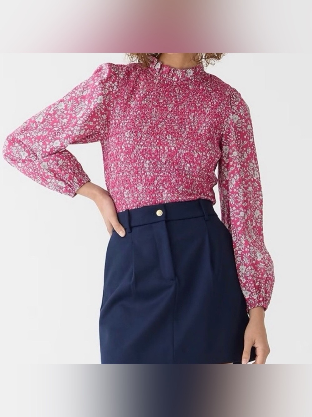 J Crew X Liberty Fabric Smocked Blouse